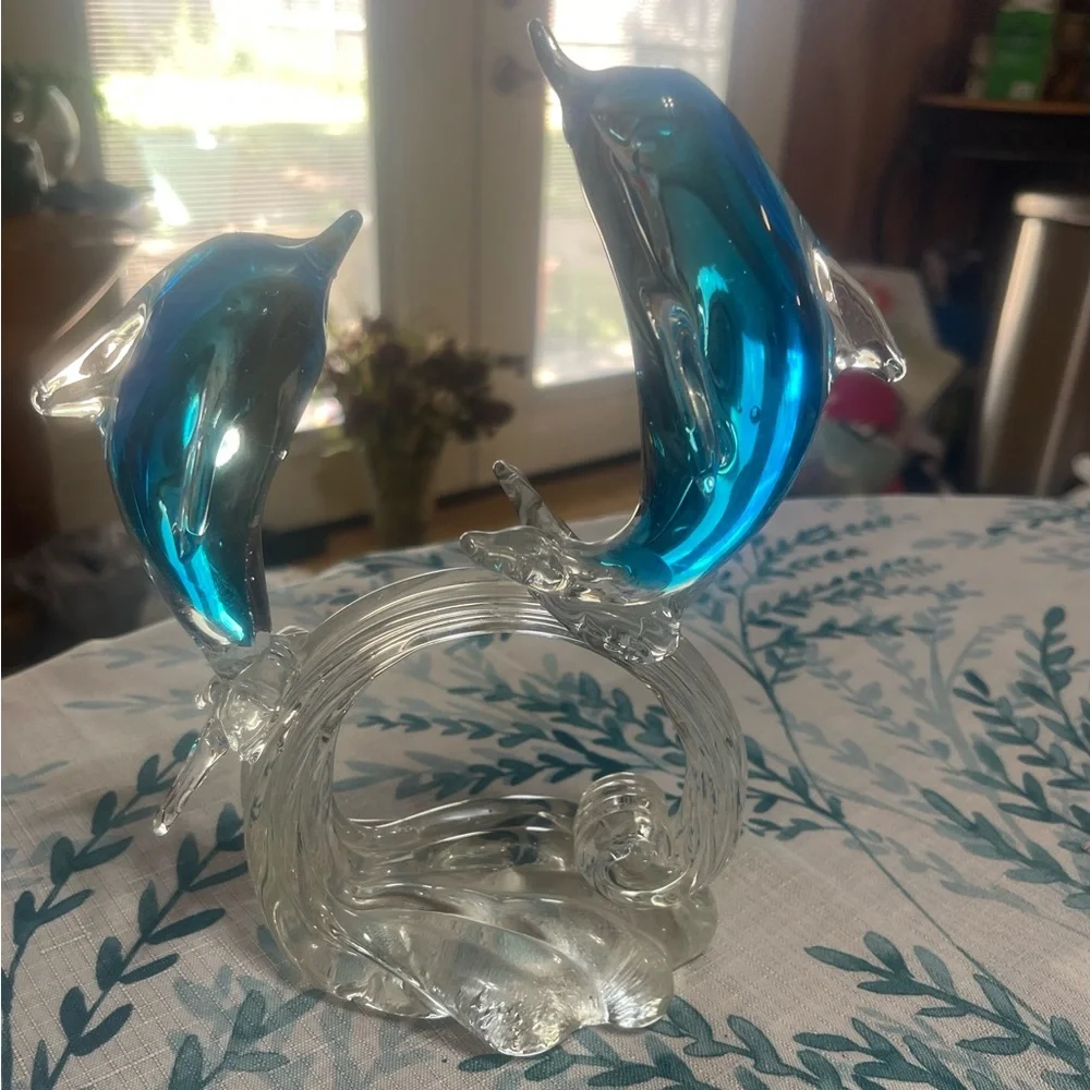Blue Glass Dolphin Ornament